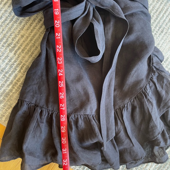 Isabel Marant Etoile Delicia Black Linen Mini Dress w Ruffle Trim Size M (EU 38) - Picture 3 of 7